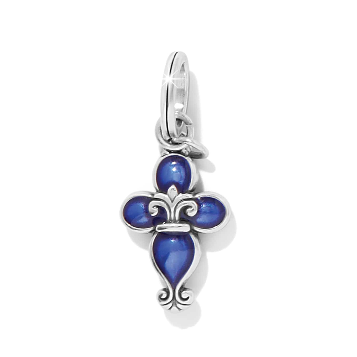 Fleur Di Lis Cross Charm silver-blue 2
