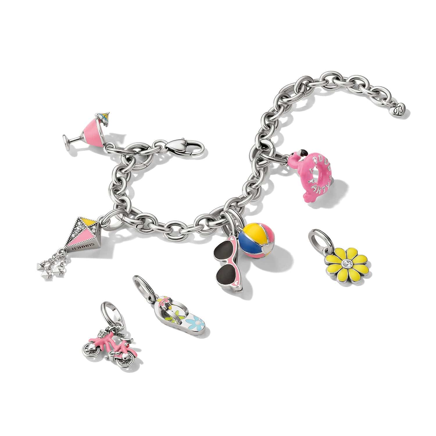 Floating Flamingo Charm silver-pink 3