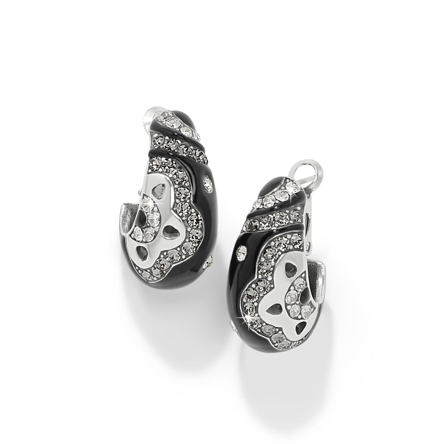 Flora Black Hoop Earrings silver-black 1