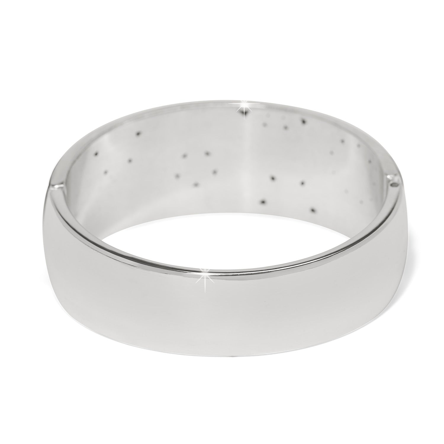 Flora Black Wide Hinged Bangle Bracelet silver-black 2