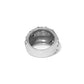 Brighton silver-plated ring shown from the back with wide domed band and scattered crystal accents on a white background