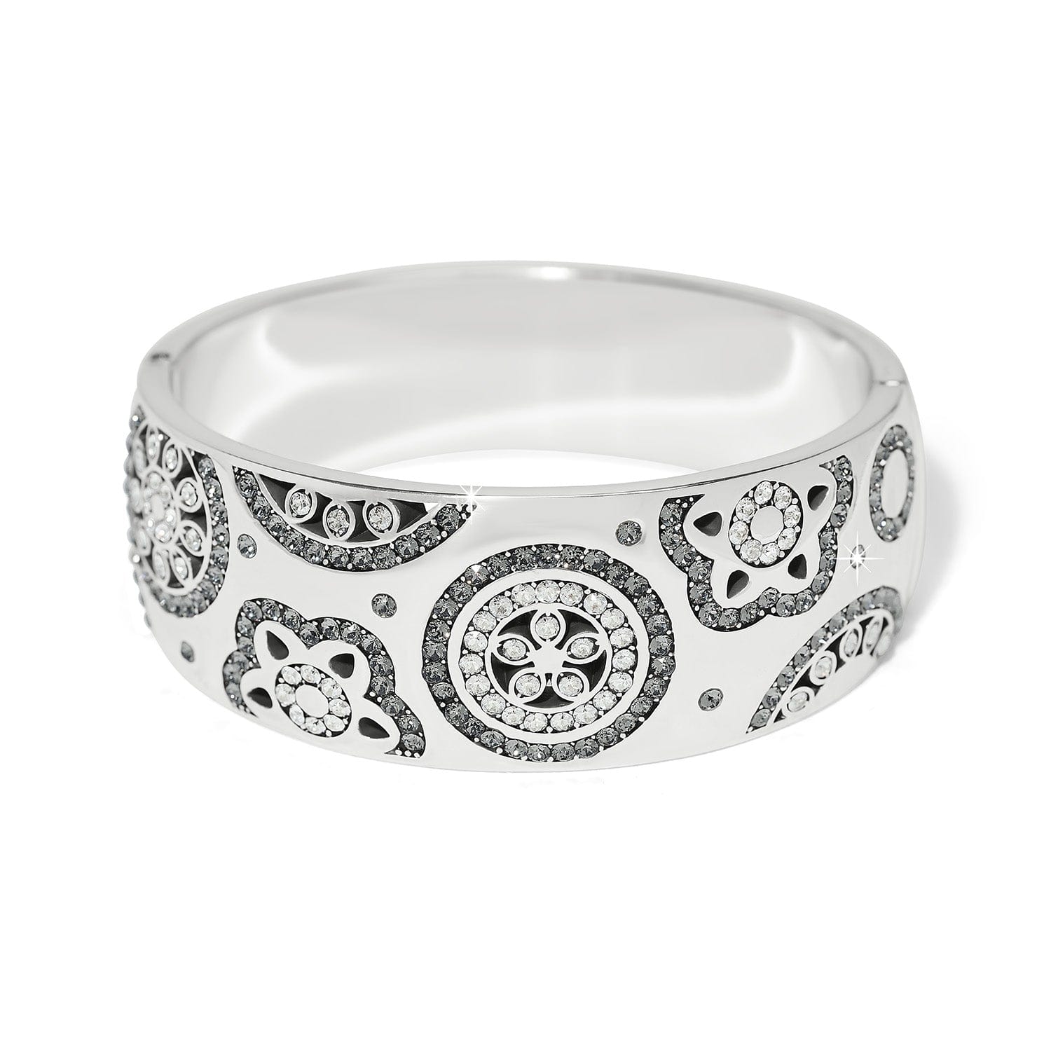 Flora Shine Wide Hinged Bangle Bracelet silver 1