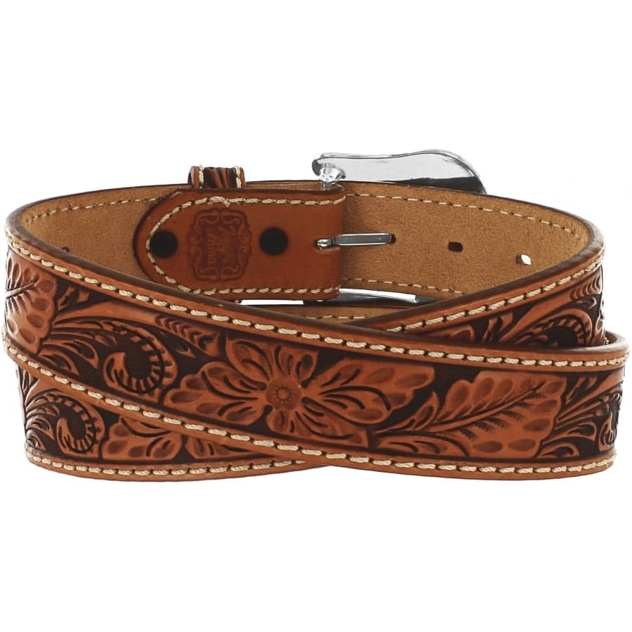Floral Hand Tooled Belt tan 2