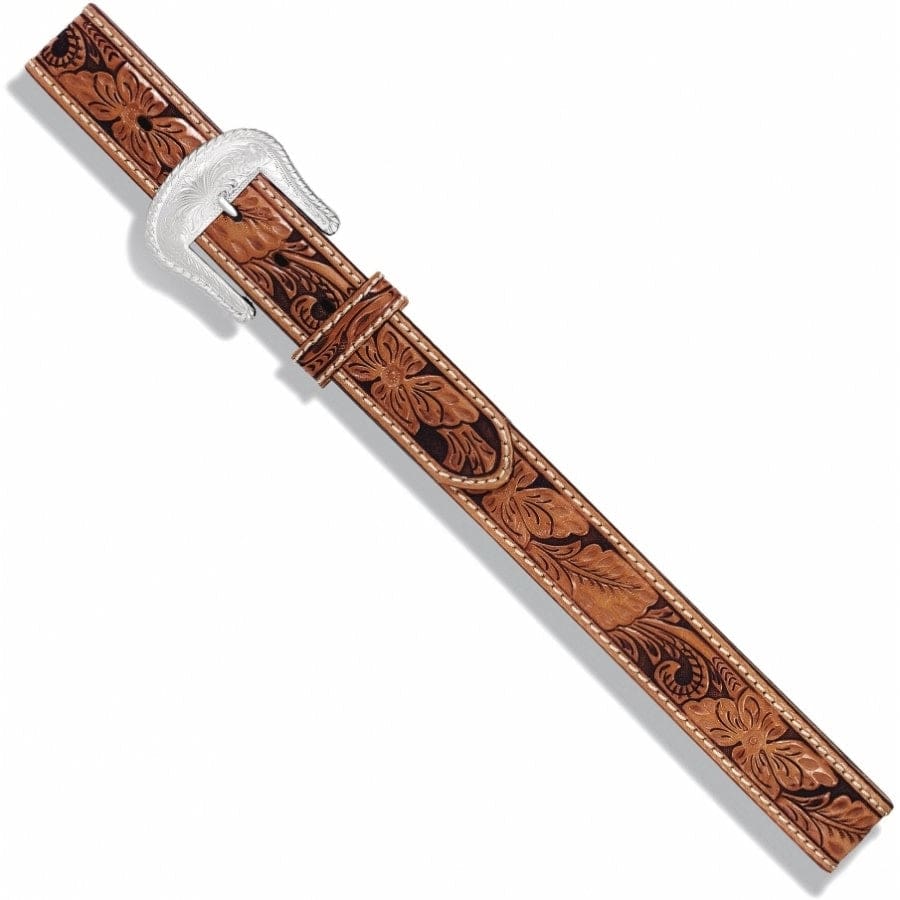 Floral Hand Tooled Belt tan 3