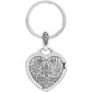 Brighton heart locket keychain with silver-plated engraved floral medallion design and split key ring on a white background