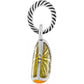 Brighton charm with silver-plated rope-textured ring and amber-toned drop featuring engraved radiating pattern on a white background