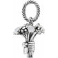Brighton charm with silver-plated flower bouquet design, ribbon-tied base, and rope-textured loop on a white background