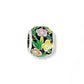Brighton charm bead with silver-plated finish, enamel floral design in pink, yellow, orange, and crystal accents on a white background