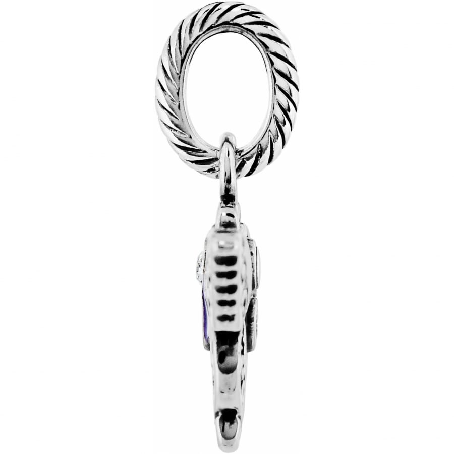 Brighton charm shown from the side with silver-plated rope-textured bail and ridged pendant detail on a white background