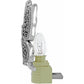 Brighton night light with silver-plated ornate scrollwork decorative panel, clear bulb, and plug on a white background