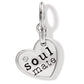 Brighton heart charm with silver-plated finish, engraved soul mate text, and crystal accent on a white background