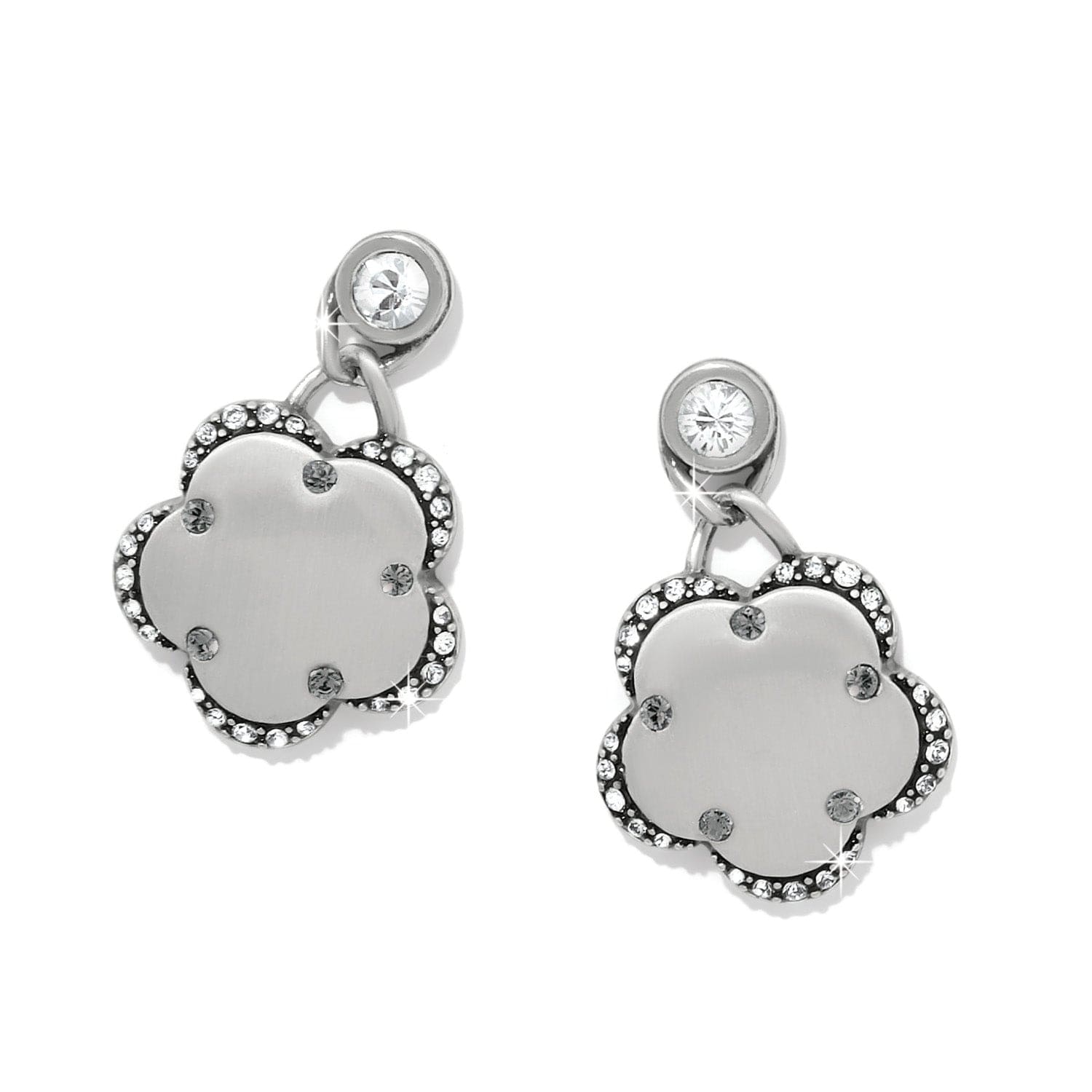 Gaia Flower Post Drop Earrings silver 1