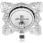 Brighton ornate scrollwork accessory shown from the back with silver-plated finish and engraved logo on a white background