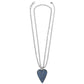 Brighton pendant necklace with blue crystal heart and silver-plated double chain on a white background