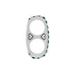 Brighton silver-plated double ring with green crystal border and small heart detailing between finger openings on a white background