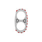 Brighton double ring with silver-plated finish, red crystal border, and small heart accents on a white background