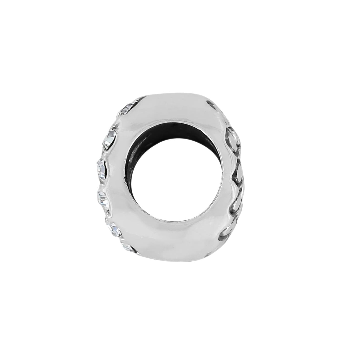 Brighton spacer charm shown from the side with silver-plated finish and crystal accents on a white background