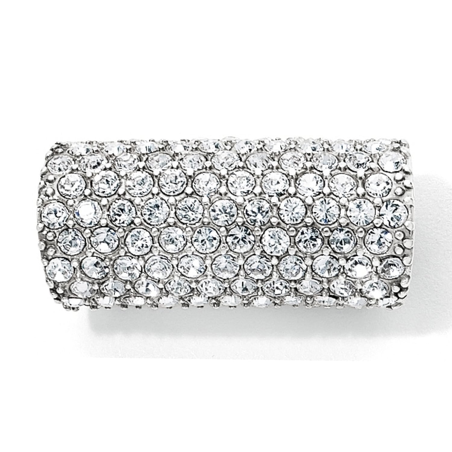 Brighton barrel slide charm with pavé crystal stones in silver-tone setting on a white background
