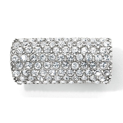 Brighton barrel slide charm with pavé crystal stones in silver-tone setting on a white background