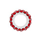 Brighton spacer charm with red crystals set around a silver-plated band shown from the side on a white background