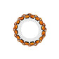 Brighton charm with orange crystals set around a silver-plated band on a white background