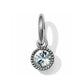 Brighton crystal charm with round faceted stone in beaded silver-tone bezel and split ring on a white background