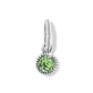Brighton charm with round green crystal and beaded silver-tone border with split ring on a white background