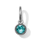 Brighton charm with round teal crystal and silver-tone beaded frame on hinged hoop on a white background