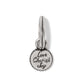 Brighton round charm with engraved Love Cherish Joy text and beaded silver-tone edge on a white background