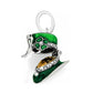 Brighton leprechaun hat charm in green enamel with shamrock, crystal accent, and silver-plated details on a white background