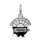 Brighton charm with black enamel cauldron base and silver-plated fan-shaped top with engraved detailing on a white background