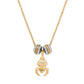 Brighton gold-plated necklace with spider charm engraved Love and two crystal-accented enamel bead spacers on a white background