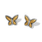 Brighton butterfly stud earrings with gold-plated wings and silver-plated outlines on a white background