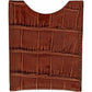 Brighton card holder in brown crocodile-embossed leather with visible edge stitching and curved top opening on a white background
