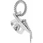 Brighton silver-plated charm with twisted rope ring loop and dangling chain accents on a white background