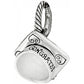 Brighton graduation cap charm with silver-plated finish, engraved Congrats banner, and rope-textured loop on a white background