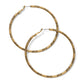 Brighton hoop earrings in gold-plated finish with engraved scroll detail along the hoops on a white background