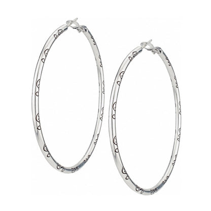 Brighton hoop earrings in silver-plated finish with engraved scroll detailing along the inner edges on a white background