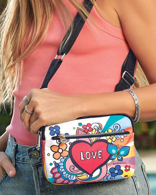 Model wearing Power of Love Shoulder bag
