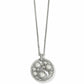 Brighton pendant necklace with silver-plated round medallion featuring crystals and rope-twist border on a white background