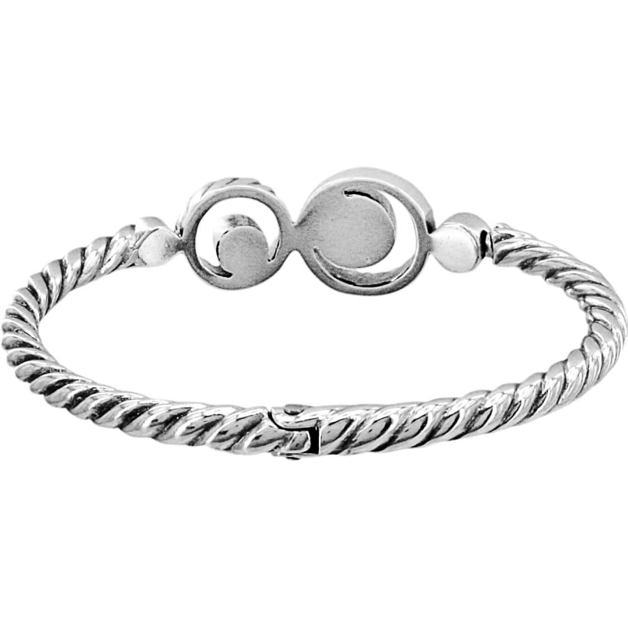 Brighton bangle bracelet with twisted silver-plated rope design and dual circular medallion centerpiece on a white background