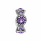 Brighton charm bead with purple crystal accents and silver-plated beaded detailing on a white background