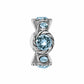 Brighton silver-plated charm with light blue crystals and twisted rope detail around center stone on a white background