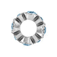 Brighton spacer charm shown from the side with silver-plated ridged band and blue crystal accents on a white background