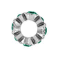 Brighton silver-plated spacer bead with green crystal accents and open center shown from the side on a white background
