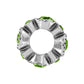 Brighton silver-plated spacer bead with green crystal accents and ribbed detailing shown from the side on a white background