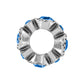 Brighton bead spacer shown from the side with silver-plated ridged finish and blue crystal accents on a white background