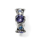 Brighton charm bead with silver-plated finish featuring purple center crystal and blue accent stones on a white background