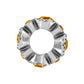 Brighton silver-plated spacer bead with fluted design and orange crystal accents around the edge on a white background