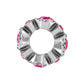 Brighton spacer bead charm with silver-plated ridged design and pink crystal accents around the edge on a white background